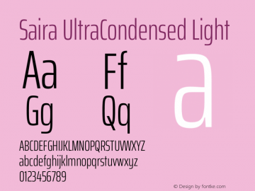 Saira UltraCondensed Light Version 1.101图片样张