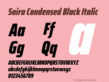 Saira Condensed Black Italic Version 1.101图片样张