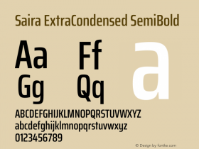 Saira ExtraCondensed SemiBold Version 1.101图片样张