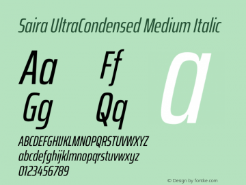 Saira UltraCondensed Medium Italic Version 1.101图片样张