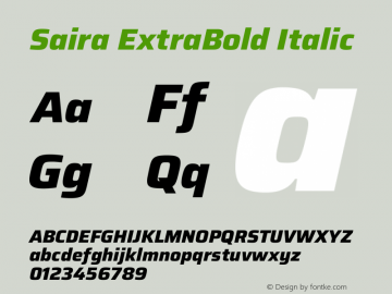 Saira ExtraBold Italic Version 1.101图片样张