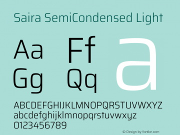 Saira SemiCondensed Light Version 1.101图片样张