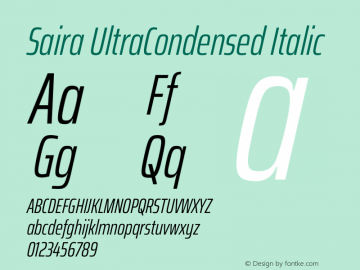Saira UltraCondensed Italic Version 1.101图片样张