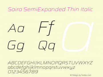 Saira SemiExpanded Thin Italic Version 1.101图片样张