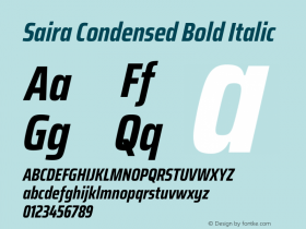 Saira Condensed Bold Italic Version 1.101图片样张