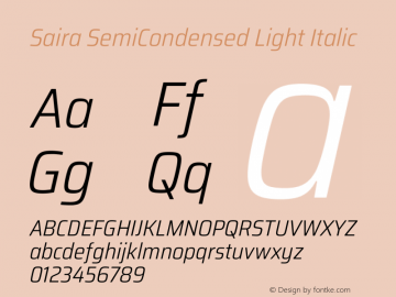 Saira SemiCondensed Light Italic Version 1.101图片样张
