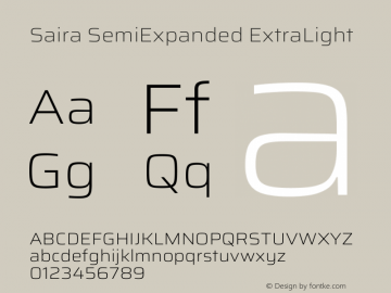 Saira SemiExpanded ExtraLight Version 1.101图片样张