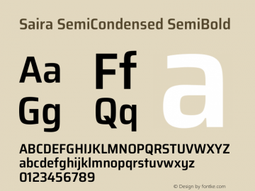Saira SemiCondensed SemiBold Version 1.101图片样张