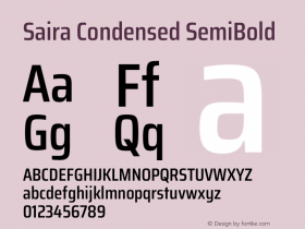 Saira Condensed SemiBold Version 1.101图片样张