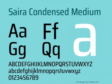 Saira Condensed Medium Version 1.101图片样张