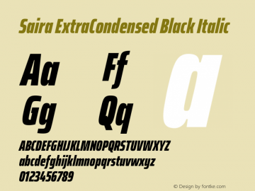 Saira ExtraCondensed Black Italic Version 1.101图片样张