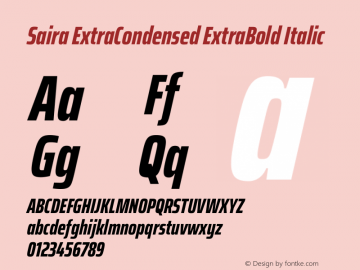 Saira ExtraCondensed ExtraBold Italic Version 1.101图片样张