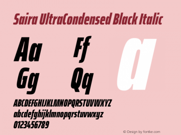 Saira UltraCondensed Black Italic Version 1.101图片样张