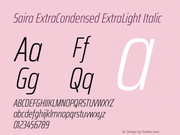 Saira ExtraCondensed ExtraLight Italic Version 1.101图片样张