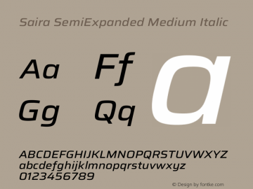 Saira SemiExpanded Medium Italic Version 1.101图片样张