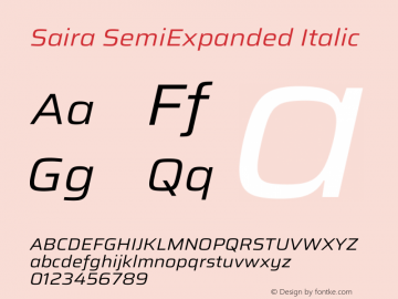 Saira SemiExpanded Italic Version 1.101图片样张