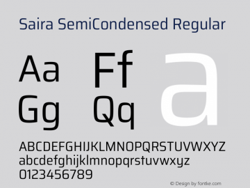 Saira SemiCondensed Regular Version 1.101图片样张