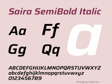 Saira SemiBold Italic Version 1.101图片样张