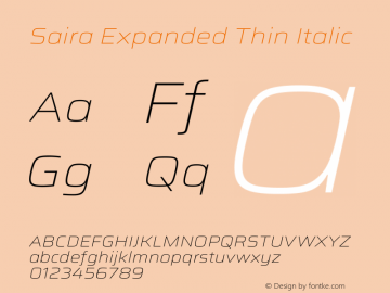 Saira Expanded Thin Italic Version 1.101图片样张