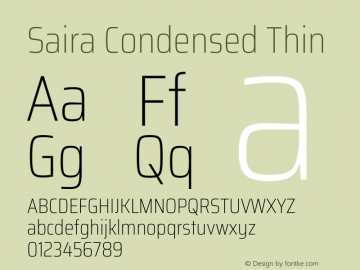 Saira Condensed Thin Version 1.101图片样张