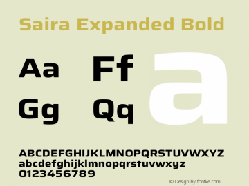 Saira Expanded Bold Version 1.101图片样张