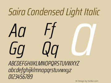 Saira Condensed Light Italic Version 1.101图片样张