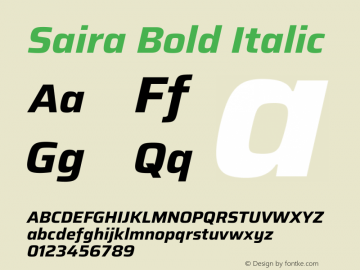 Saira Bold Italic Version 1.101图片样张