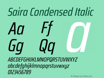 Saira Condensed Italic Version 1.101图片样张