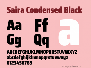 Saira Condensed Black Version 1.101图片样张