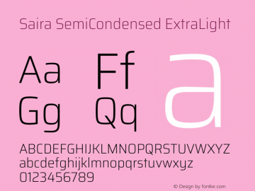 Saira SemiCondensed ExtraLight Version 1.101图片样张