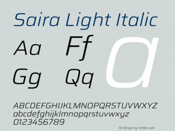 Saira Light Italic Version 1.101图片样张