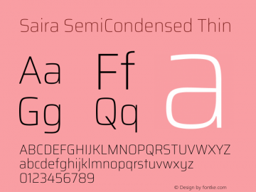 Saira SemiCondensed Thin Version 1.101图片样张