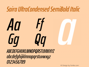 Saira UltraCondensed SemiBold Italic Version 1.101图片样张