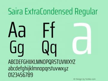 Saira ExtraCondensed Regular Version 1.101图片样张