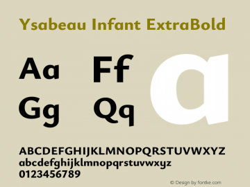 Ysabeau Infant ExtraBold Version 2.002; featfreeze: ss01,ss02,lnum图片样张
