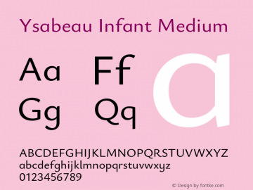 Ysabeau Infant Medium Version 2.002; featfreeze: ss01,ss02,lnum图片样张