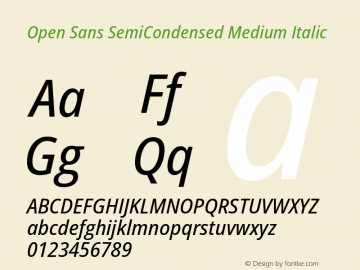 Open Sans SemiCondensed Medium Italic Version 3.003图片样张
