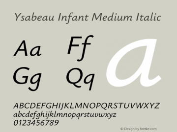 Ysabeau Infant Medium Italic Version 2.002; featfreeze: ss01,ss02,lnum图片样张