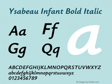 Ysabeau Infant Bold Italic Version 2.002; featfreeze: ss01,ss02,lnum图片样张