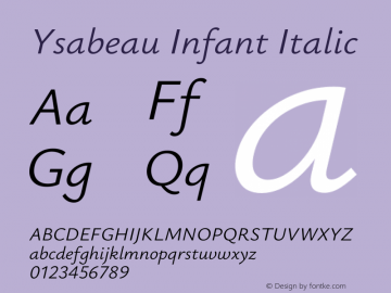 Ysabeau Infant Italic Version 2.002; featfreeze: ss01,ss02,lnum图片样张