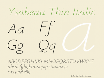 Ysabeau Thin Italic Version 2.002图片样张