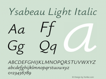 Ysabeau Light Italic Version 2.002图片样张