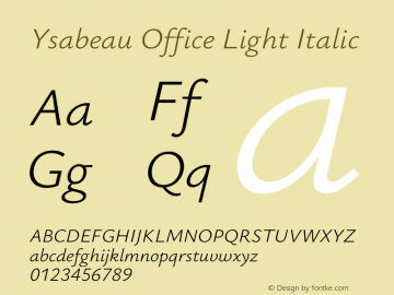 Ysabeau Office Light Italic Version 2.002; featfreeze: tnum,lnum,ss02图片样张