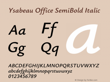 Ysabeau Office SemiBold Italic Version 2.002; featfreeze: tnum,lnum,ss02图片样张