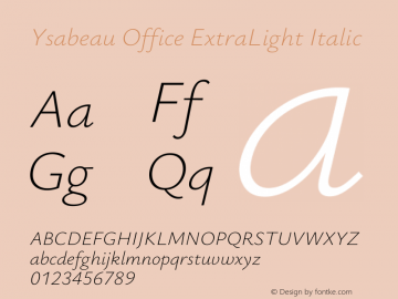 Ysabeau Office ExtraLight Italic Version 2.002; featfreeze: tnum,lnum,ss02图片样张