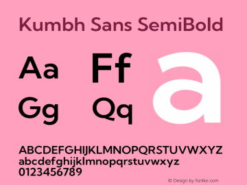 Kumbh Sans SemiBold Version 1.005图片样张