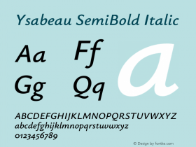 Ysabeau SemiBold Italic Version 2.002图片样张