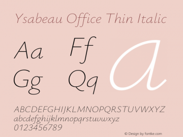 Ysabeau Office Thin Italic Version 2.002; featfreeze: tnum,lnum,ss02图片样张