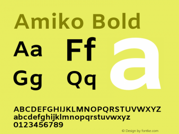 Amiko Bold Version 1.001; ttfautohint (v1.3)图片样张