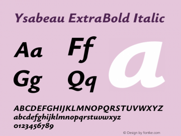 Ysabeau ExtraBold Italic Version 2.002图片样张